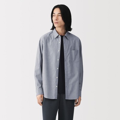 [26SS] MUJI Áo Sơ Mi Nam Vải Broadcloth Tay Dài
