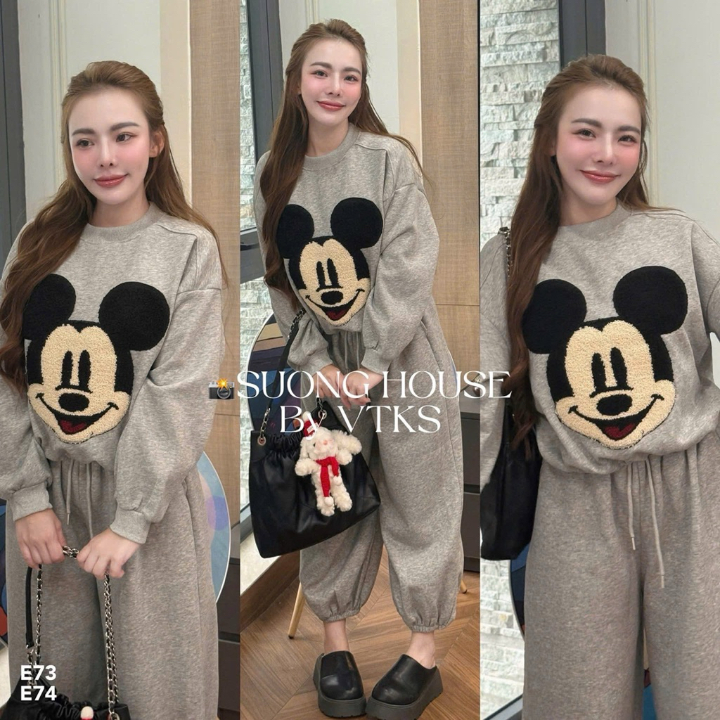 Set Bộ Nỉ Nữ , Set Bộ Nỉ 2 Da Hình Xù Áo Rút Dây Quần Ống Bo Chun T888