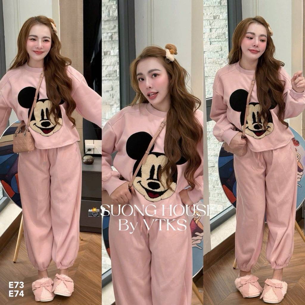 Set Bộ Nỉ Nữ , Set Bộ Nỉ 2 Da Hình Xù Áo Rút Dây Quần Ống Bo Chun T888