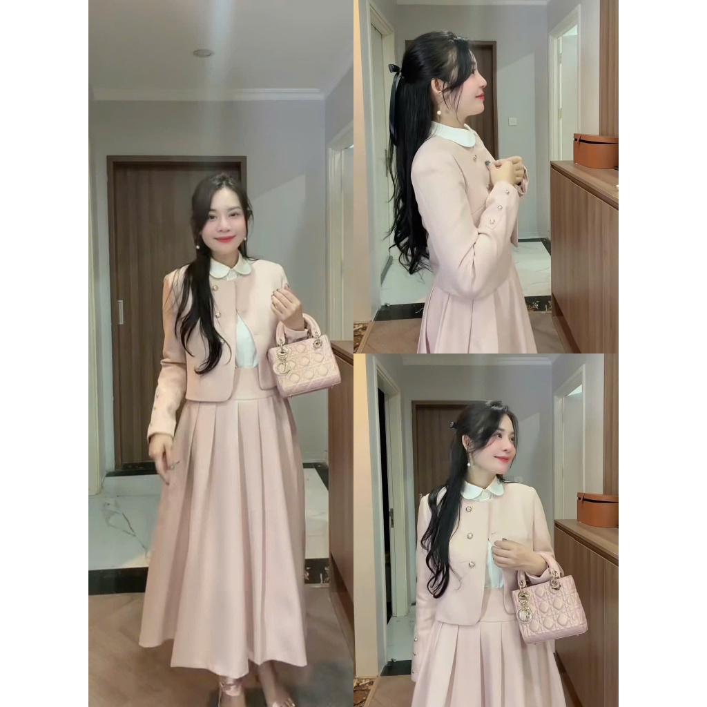 KAMI SHOP - Set bộ đồ trắng phối hồng mang vibes dịu dàng