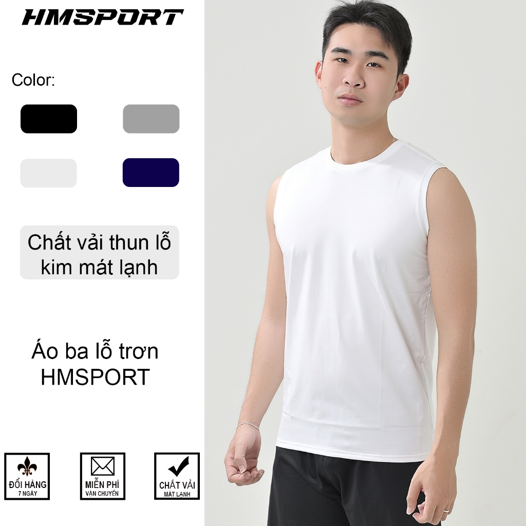 Áo ba lỗ nam thể thao Hmsport mã L04 chất thun lỗ kim cao cấp thông thoáng, mát lạnh co giãn đa chiều.