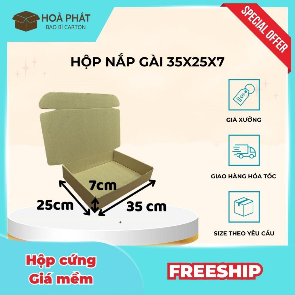 35x25x7 COMBO 100 Hộp Carton Nắp Gài Đóng Hàng Giá Rẻ - Bao Bì Hoà Phát