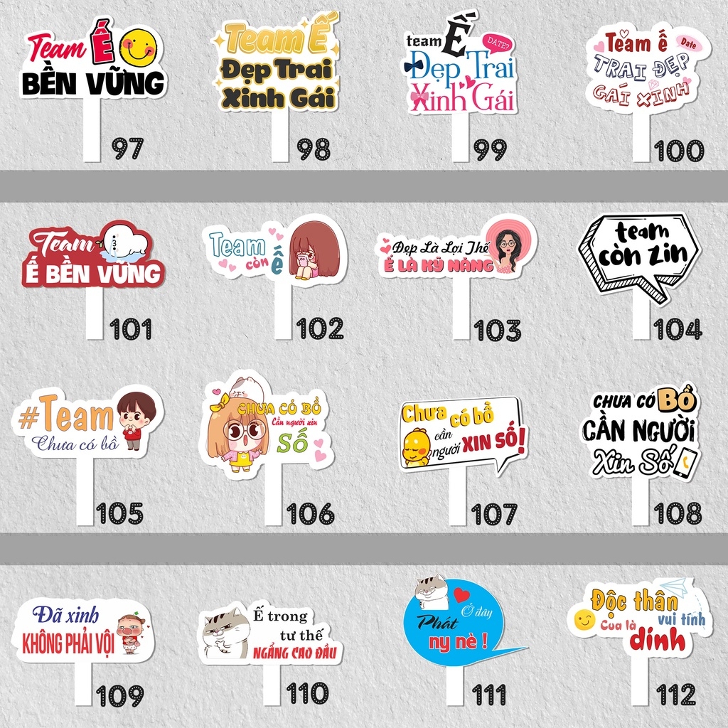 Set 6 hashtag cầm tay check in đám cưới/sự kiện (144 mẫu)