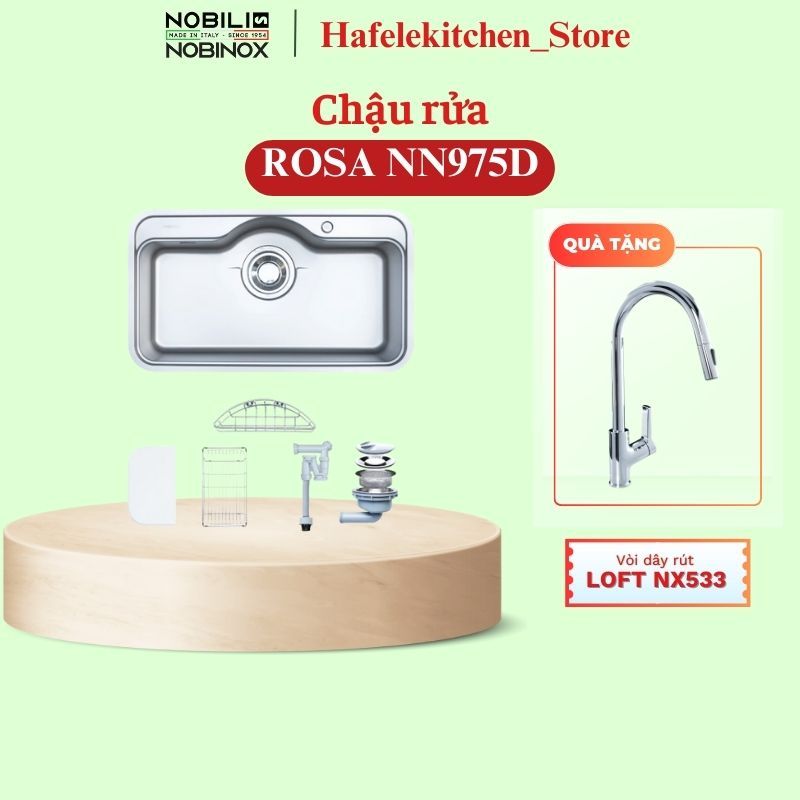 Mua Chậu rửa bát NOBINOX ROSA NN975D tặng Vòi rửa cao cấp