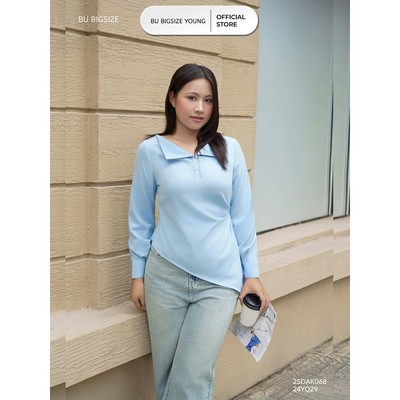 Áo kiểu vạt lệch cổ bẻ ve BIGSIZE (55kg đến 95kg) – 25DA180 - [BU Bigsize]