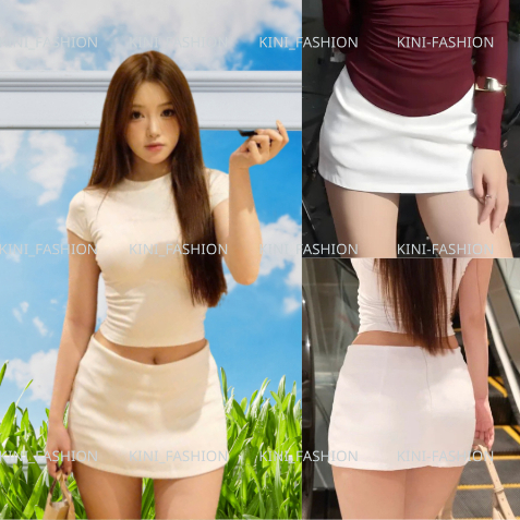 Chân váy A cạp trễ chât liệu KAKI co giãn nhẹ CV-01 KINI-FASHION