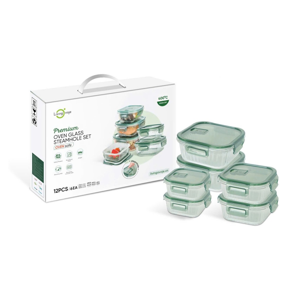 Combo bộ hộp thủy tinh, bảo quản thực phẩm các loại - Airtight - Top Class - Baby Food Container Liv