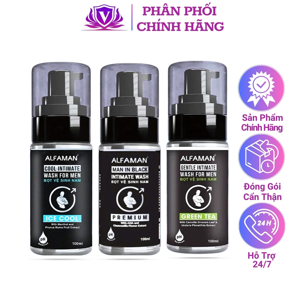 Bọt Vệ Sinh Nam Chính Hãng Alfaman 100ml Khử Mùi Thơm Vùng Kín Giảm Ngứa Vệ Sinh Sạch Sâu Dịu Nhẹ