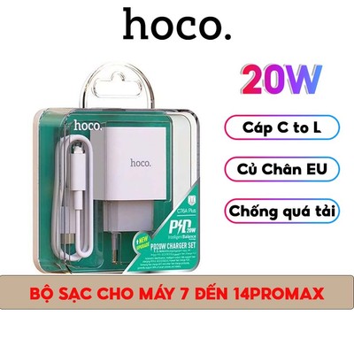 Bộ sạc nhanh PD20W Chính Hãng Hoco Dùng Cho IP 7-8-X-Xs-Xr-Xsm-Đến 14Promax, Chất liệu PC chống cháy