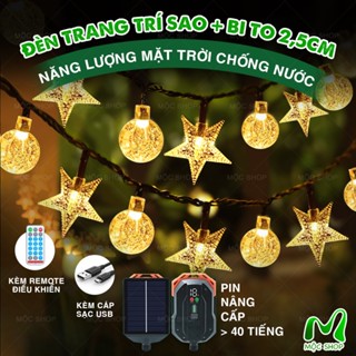    REMOTE PIN CAO CẤP   Đèn LED Ngôi Sao Bi Bọt To 100 Bóng 12m Năng Lượng Mặt Trời Kèm Remote USB 