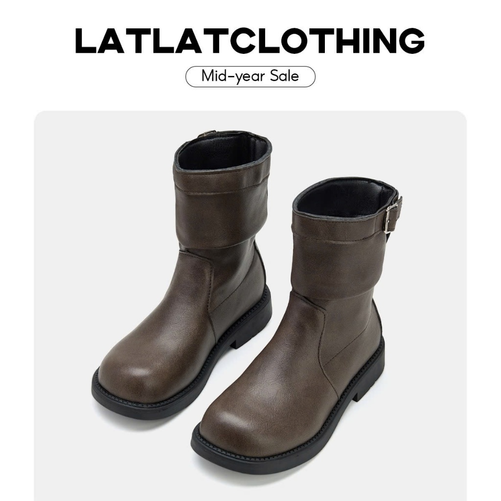 [TĂNG 1 SIZE - SẴN FULLSIZE ] Bốt thu đông đế thấp cổ lửng chất da mềm, da trơn dễ vệ sinh, chất liệu siêu đẹp - latlatc