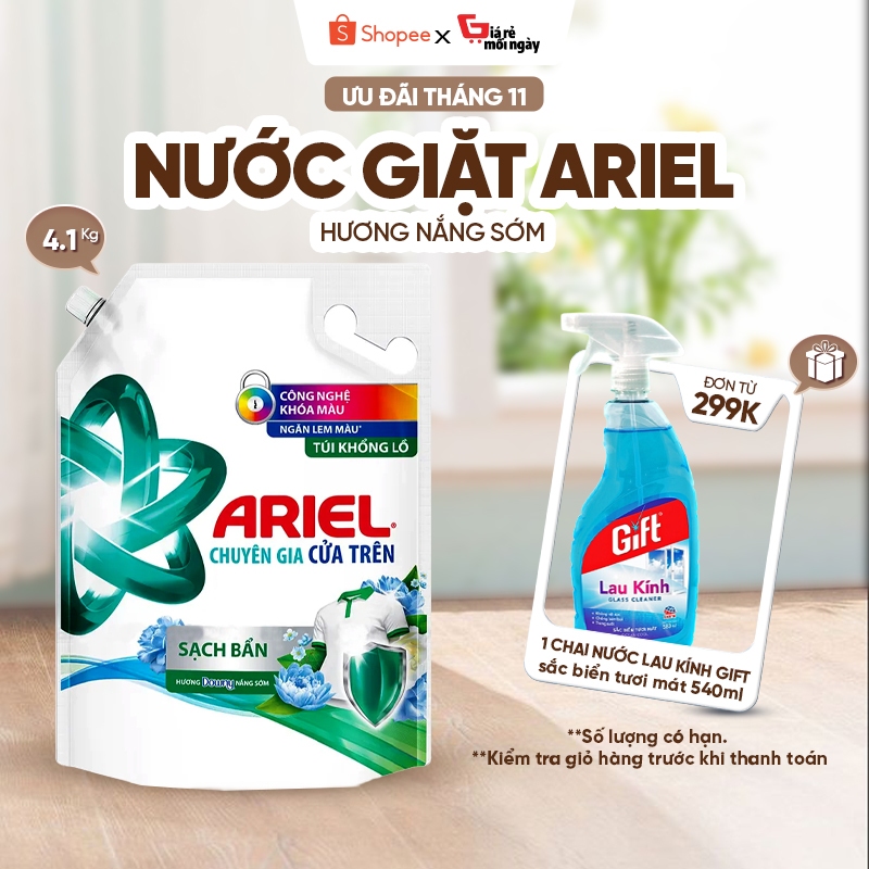Nước Giặt Ariel Cửa Trên Hương Nắng Sớm 4.1kg/túi