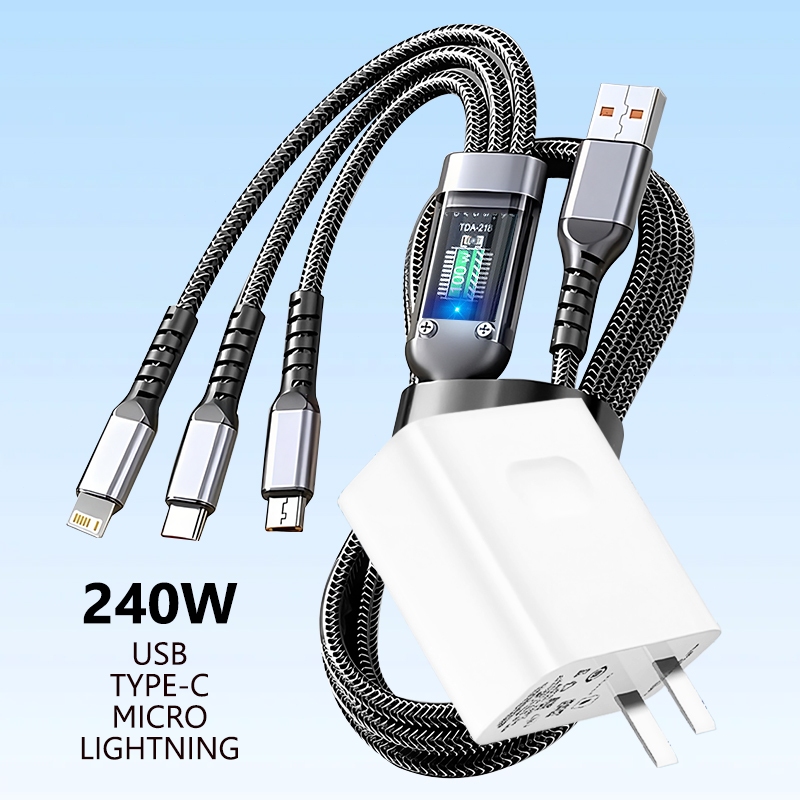 Bộ sạc nhanh 240W Đầu sạc 1v3 Cáp sạc cho tất cả các thiết bị