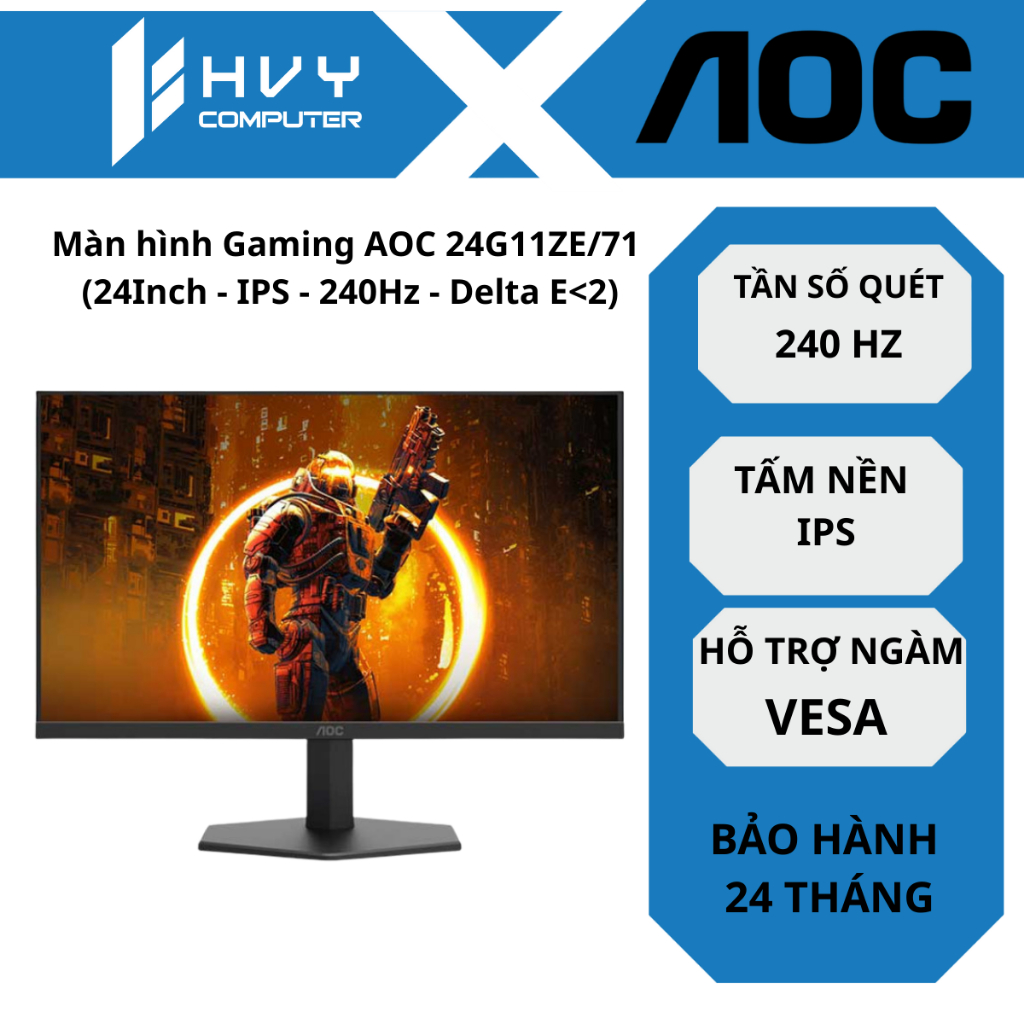 Màn hình Gaming AOC 24G11ZE/71 24Inch IPS 240Hz Delta E < 2 - Hàng chính hãng