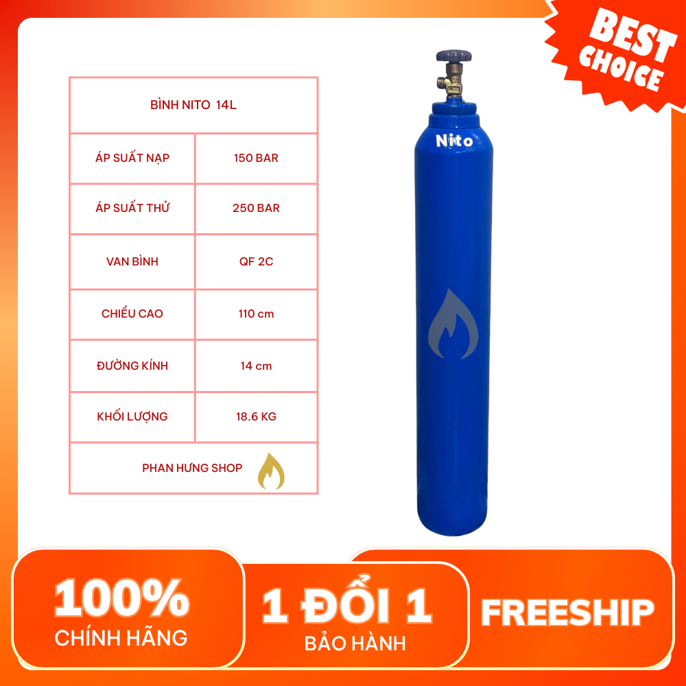 Bình Khí Nito Hàn 14 Lít, Bình Khí Nito Công Nghiệp