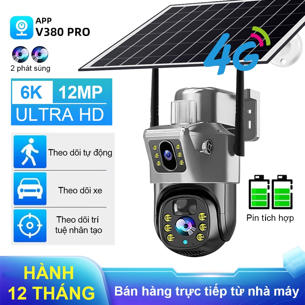 【LuminAI】Solar giám sát Camera 2 mắt WiFi/4G  360 độ Dosen 4G IP Không thấm nước ngoài trời Ứng dụng