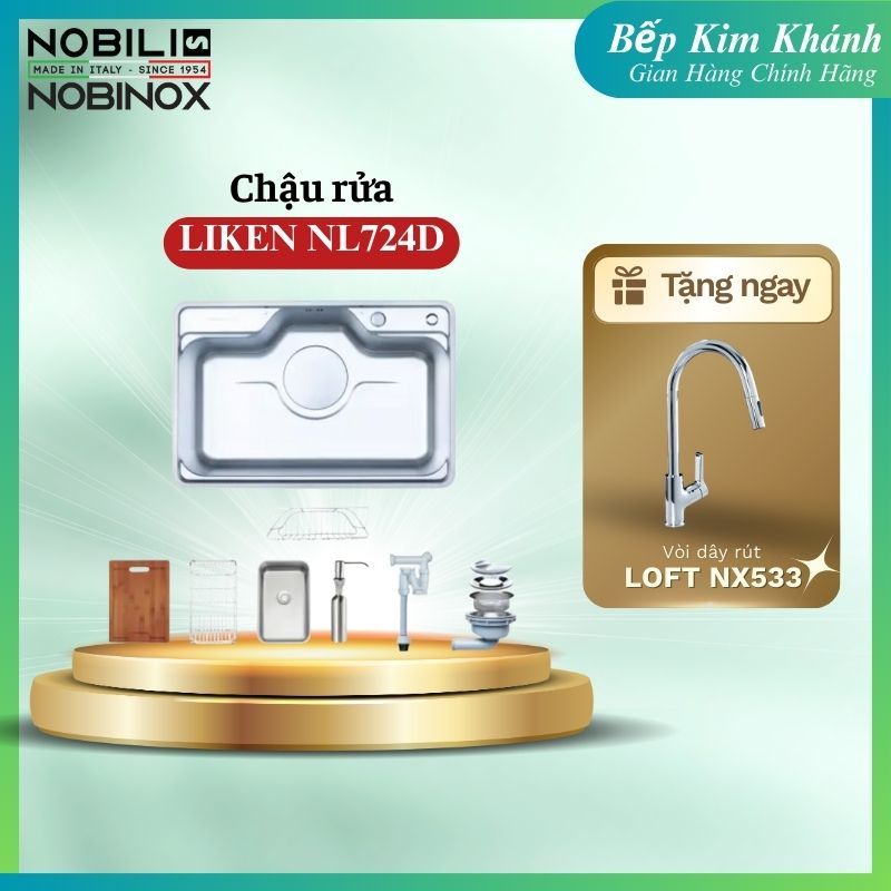 Mua Chậu rửa bát NOBINOX LIKEN NL724D – Sang trọng, bền bỉ cho căn bếp hiện đại tặng ngay vòi rửa ca