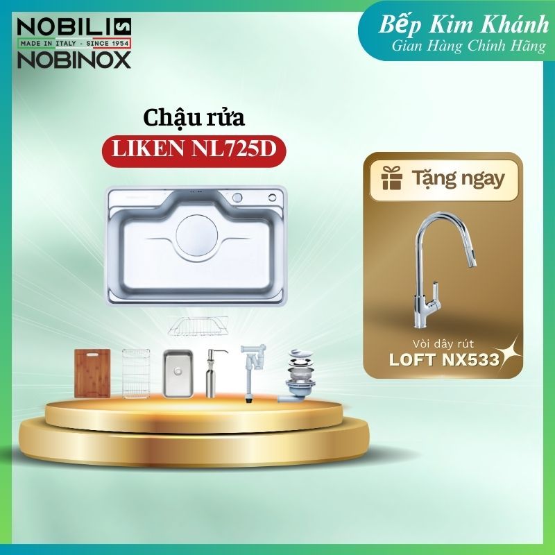 Chậu rửa bát Nobinox LIKEN NL725D – Sang trọng, tiện nghi cho bếp hiện đại tặng vòi rửa