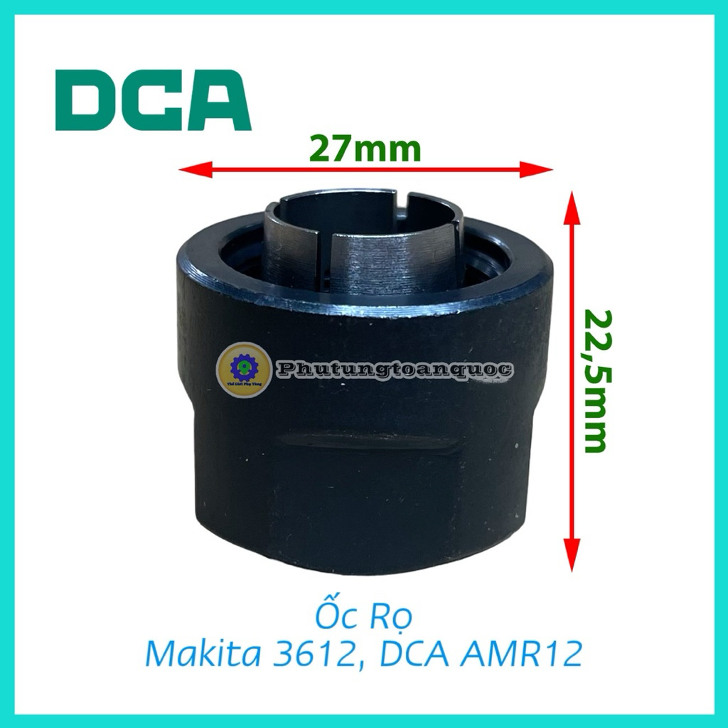 Bộ Ốc Rọ Máy Soi 6.35mm Makita N3701, N3703, M3700B, MT370, DCA AMP6 (Collet Nut, Collet Cone)