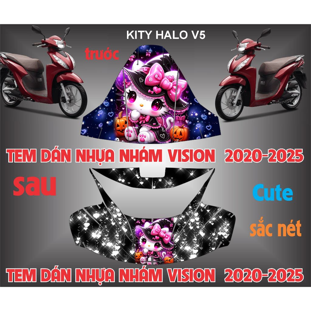 tem nhựa nhám vision 2020-2025.tem vision , tem dán mủ nhám, tem yếm nhám. tem xe vision. miếng dán 