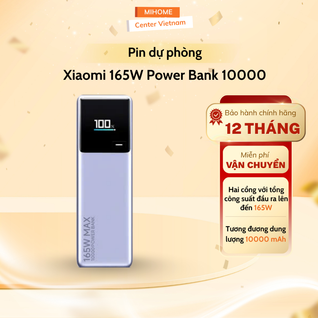 Sạc dự phòng Xiaomi Power Bank 165W 10000mAh - Bảo hành 12 tháng chính hãng