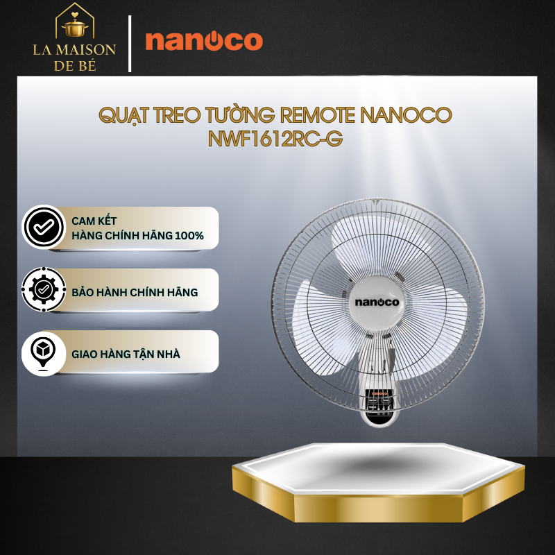 Quạt Treo Nanoco NWF1612RC-G – Công Suất 47W, Remote Điều Khiển, Màu Xám, Thiết Kế Gọn Nhẹ – LMS