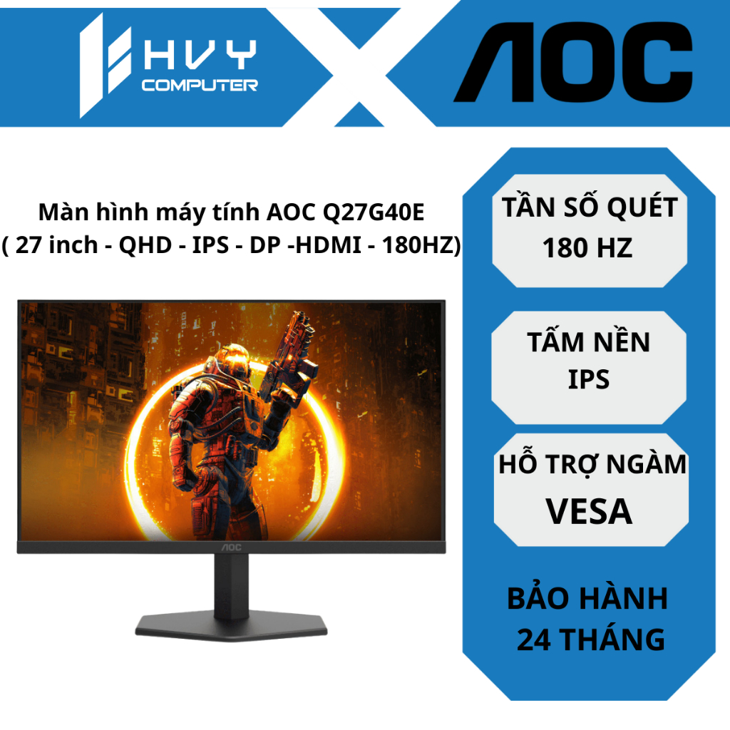 Màn hình gaming AOC Q27G11E (27inch/Fast IPS/QHD/180Hz/0.5ms/Adaptive-Sync) - Hàng chính hãng