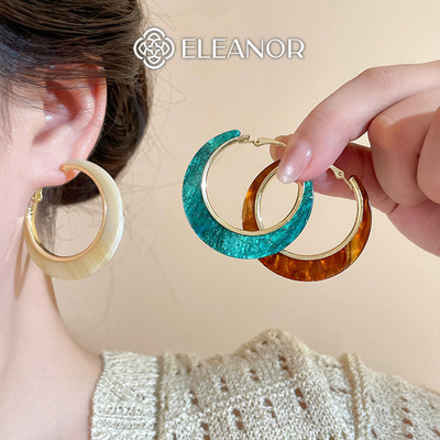 Bông tai nữ chuôi bạc 925 Eleanor Accessories viền tròn trơn phụ kiện trang sức khuyên tai 10913