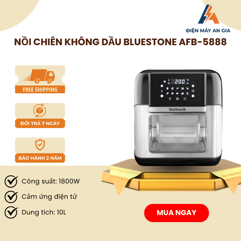 Nồi Chiên Không Dầu BlueStone AFB-5888 – Dung Tích 10L – Khoang Lò Hợp Kim Nhôm – FEB