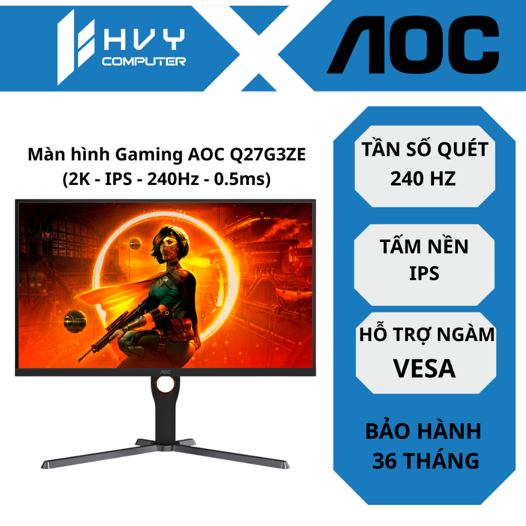 Màn hình Gaming AOC Q27G3ZE 2K IPS 240Hz 0.5ms - Hàng chính hãng