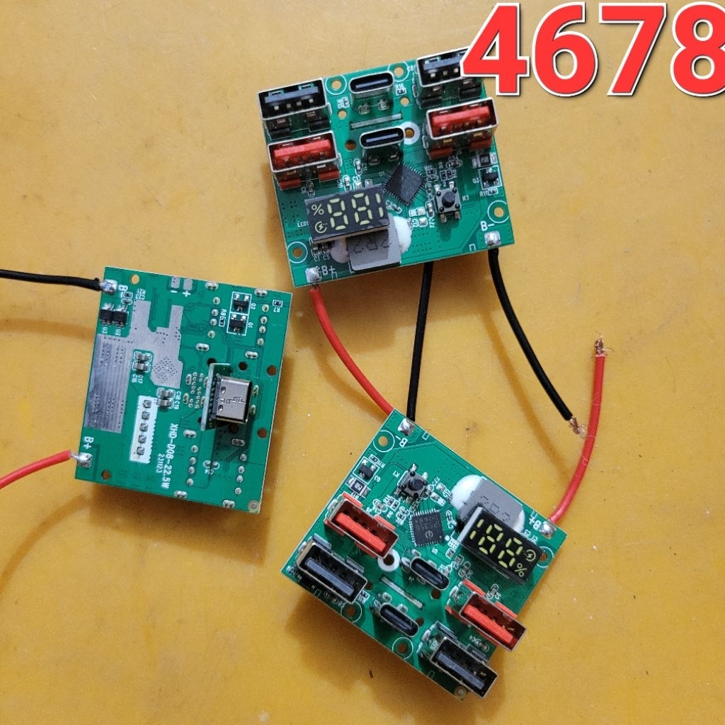 Mạch sạc dự phòng nhanh có màn hình dùng pin 3.7v đường ra  5v 9v 12v dùng chip ip5356 22w (mạch cũ 