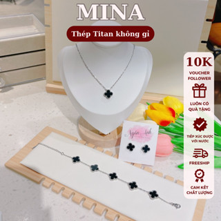  Set trang sức cỏ 4 lá titan size 1.3mm – MINA ACCESSORIES dây chuyền lắc tay bông tai – phụ kiện nữ không gỉ cao cấp 
