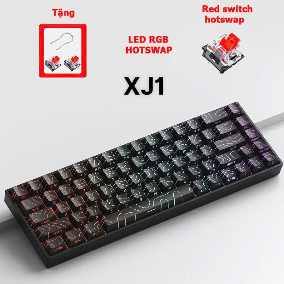 Bàn phím cơ không dây 61 và 68 phím - Hỗ trợ hotswap - LED RGB nhiều chế độ - 3 mode kết nối tiện lợ