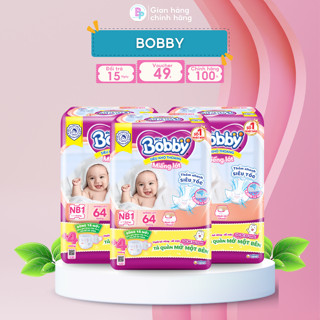  Miếng lót Newborn Bobby cho trẻ sơ sinh < 1 tháng tặng tã quần một bên hông 64 -108 miếng BebePlus 