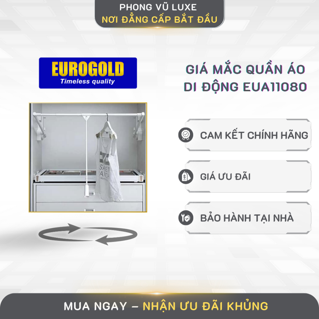 Giá mắc quần áo di động Eurogold EUA11080 thiết kế sang trọng cho tủ áo tiện nghi