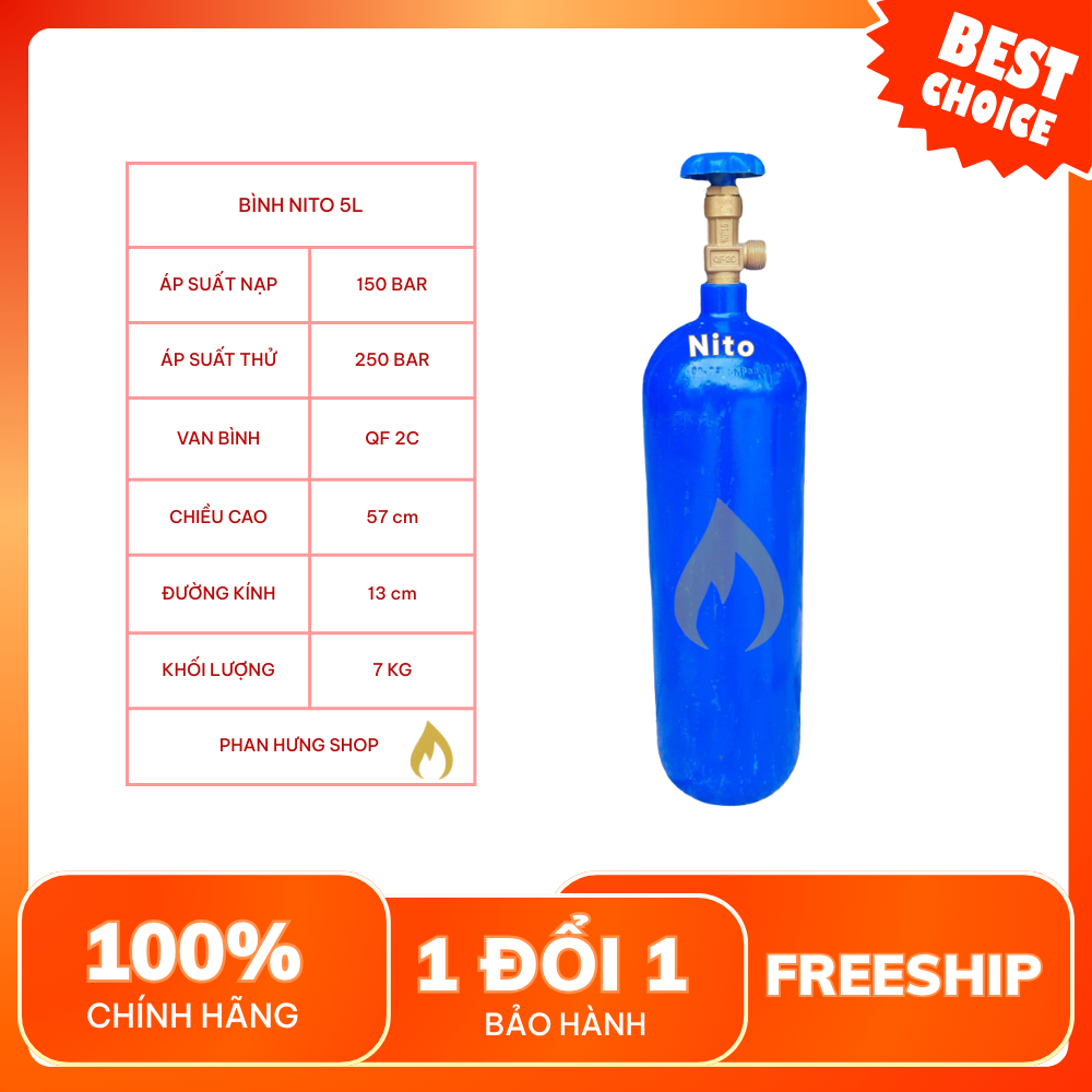 Bình Khí Nito Hàn 5 Lít, Bình Khí Nito Công Nghiệp