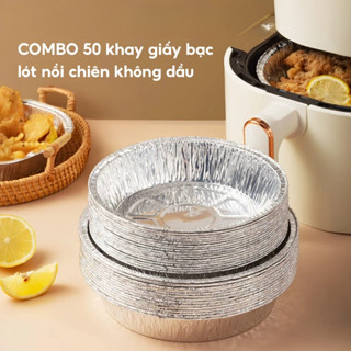 Set 150 Khay Giấy Bạc Size 22cm, Lót Nồi Chiên Không Dầu, Lò Nướng - Khuôn Đĩa Nhôm Đựng Thức Ăn, Thực Phẩm Nhiều Size
