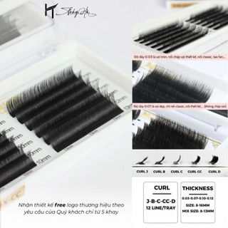 Mi Lông Thỏ Siêu Mềm Nhẹ, Mi Khay Dày 0.03-0.07, Độ Cong J-B-C-CC-D Lông Mi Nhân Tạo Thúy Hà