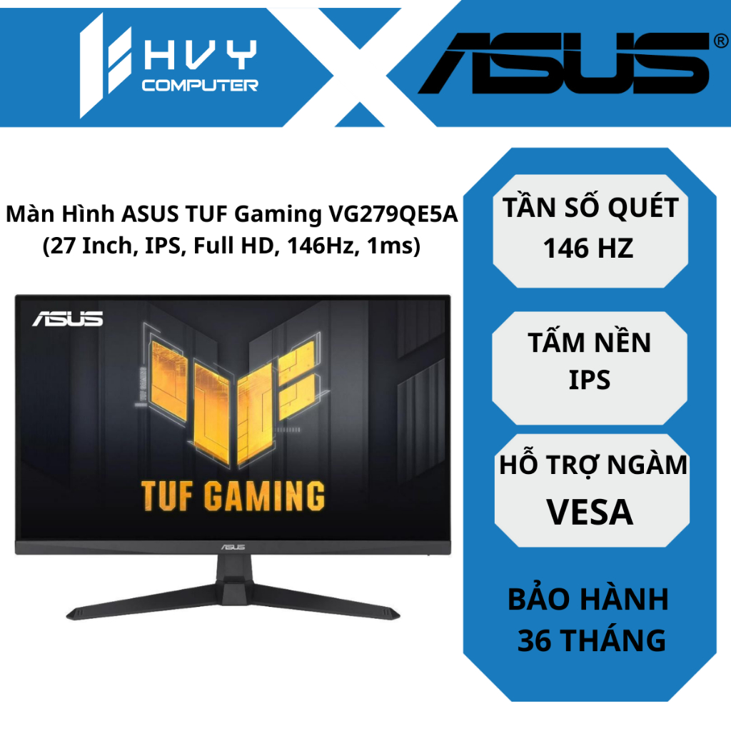 Màn Hình ASUS TUF Gaming VG279QE5A 27 Inch, IPS, Full HD, 146Hz, 1ms, Speaker Chuyên Game Chính Hãng