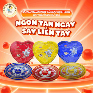  Socola Tiramisu Bọc Hạnh Nhân Thập Cẩm Hộp Thiếc Trái Tim 90g Và Oval 100g 