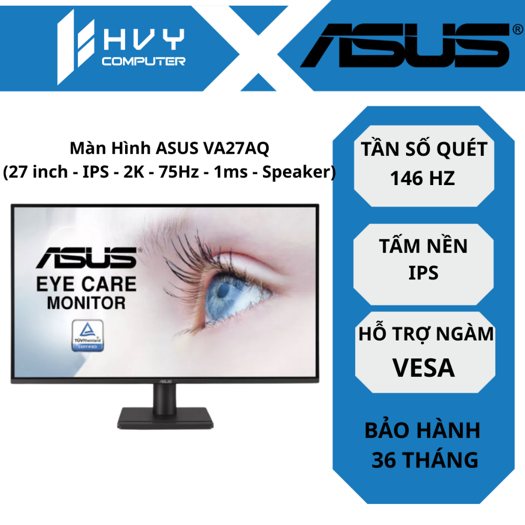 Màn Hình ASUS VA27AQ (27 inch - IPS - 2K - 75Hz - 1ms - Speaker) - Hàng chính hãng