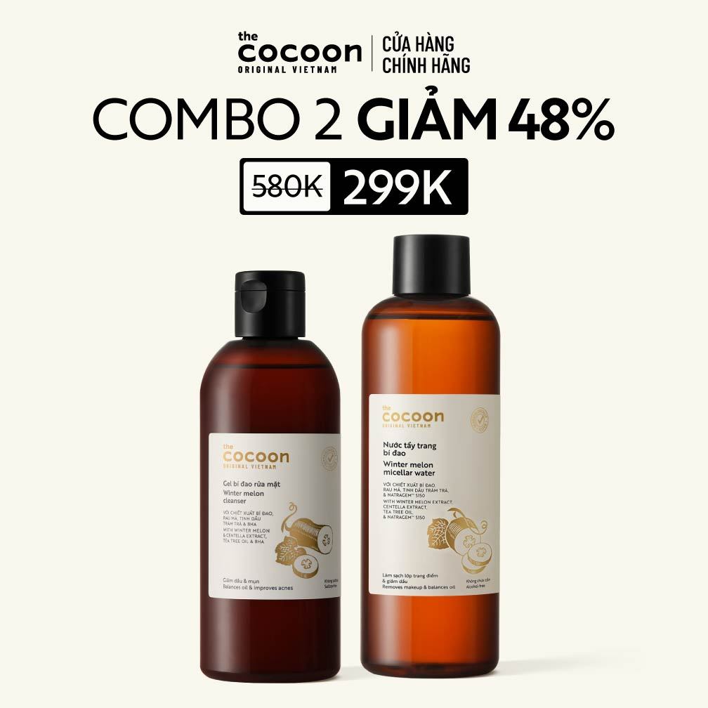 [MUA 2 GIẢM 48%] Combo Nước tẩy trang bí đao 500ml & Gel rửa mặt bí đao 310ml tẩy sạch makeup & giảm dầu Cocoon | BigBuy360 - bigbuy360.vn