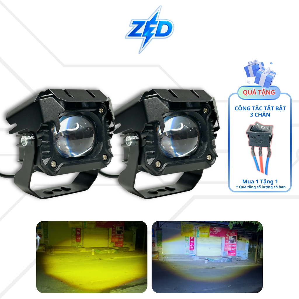 Đèn LED Trợ Sáng F32X ZEDLIGHT - 60W Cos Vàng Pha Trắng Chuyên Lắp Oto Xe Máy Chống Nước - BH 2 Năm