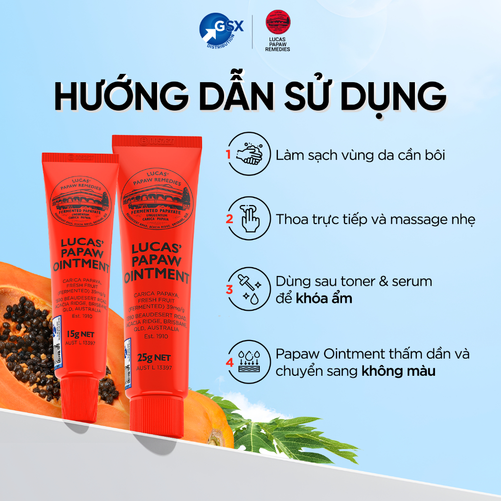 Combo 2 Kem Đu Đủ Lucas Papaw's Ointment 25g & 15g Dưỡng Môi Giảm Khô Nứt Da
