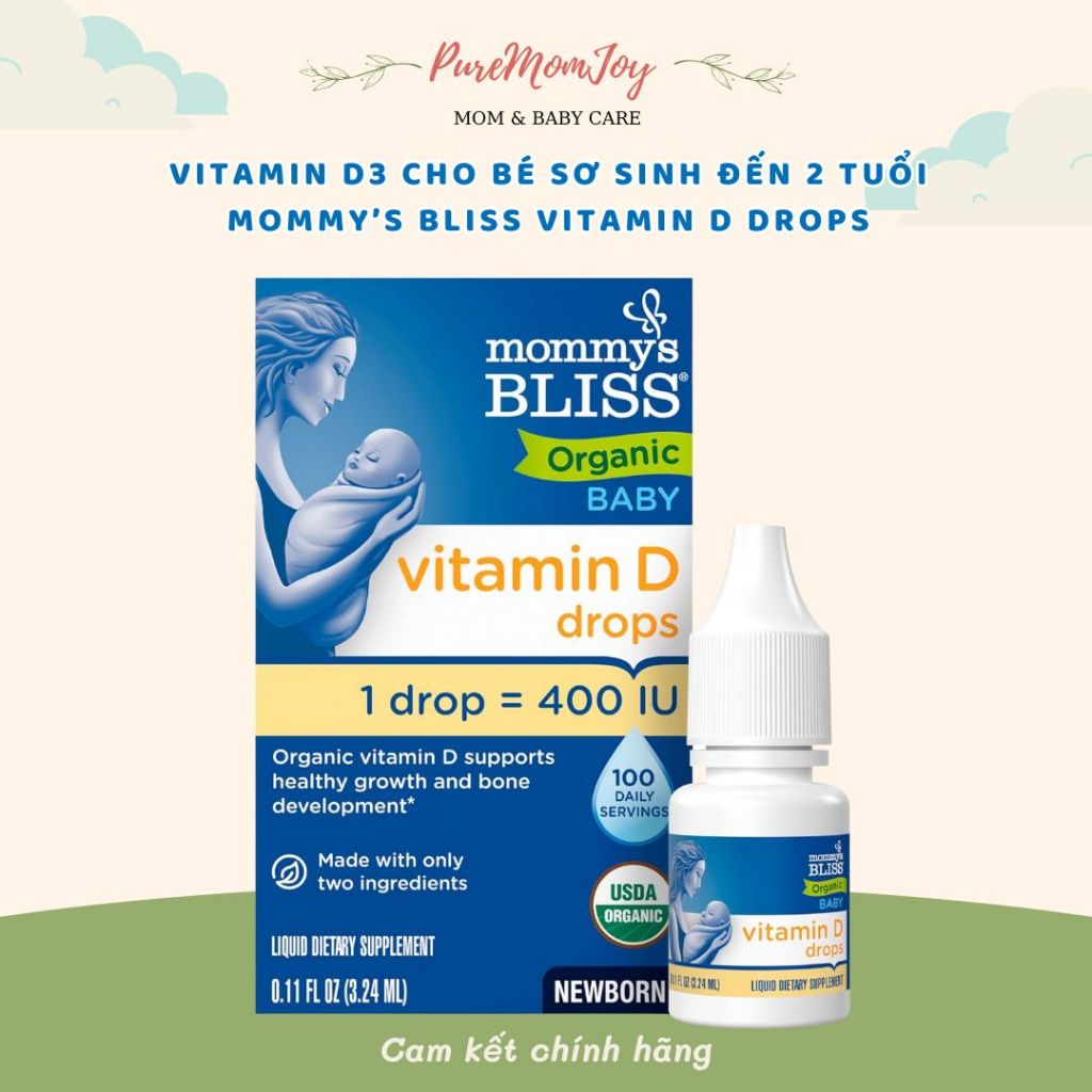 Vitamin d3 cho bé sơ sinh đến 2 tuổi Mommy’s Bliss Vitamin D drops