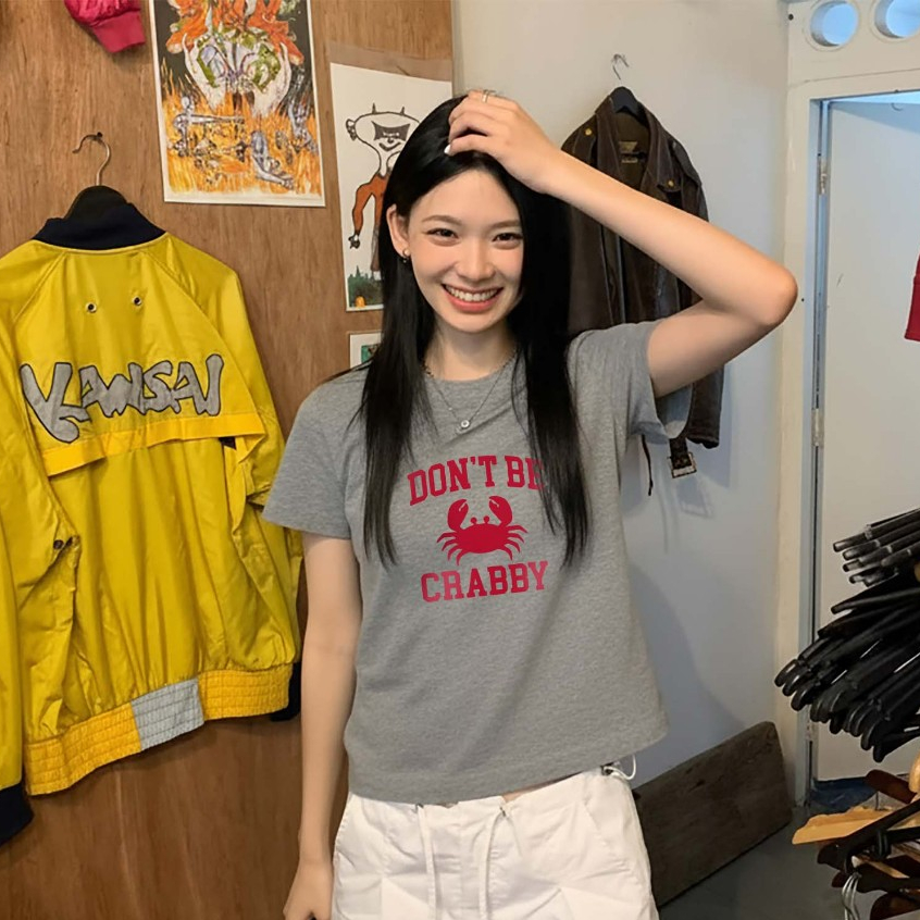 Áo babytee nữ GUMITEE “DON'T BE CRABBY” GM31 dáng suông cotton tay ngắn