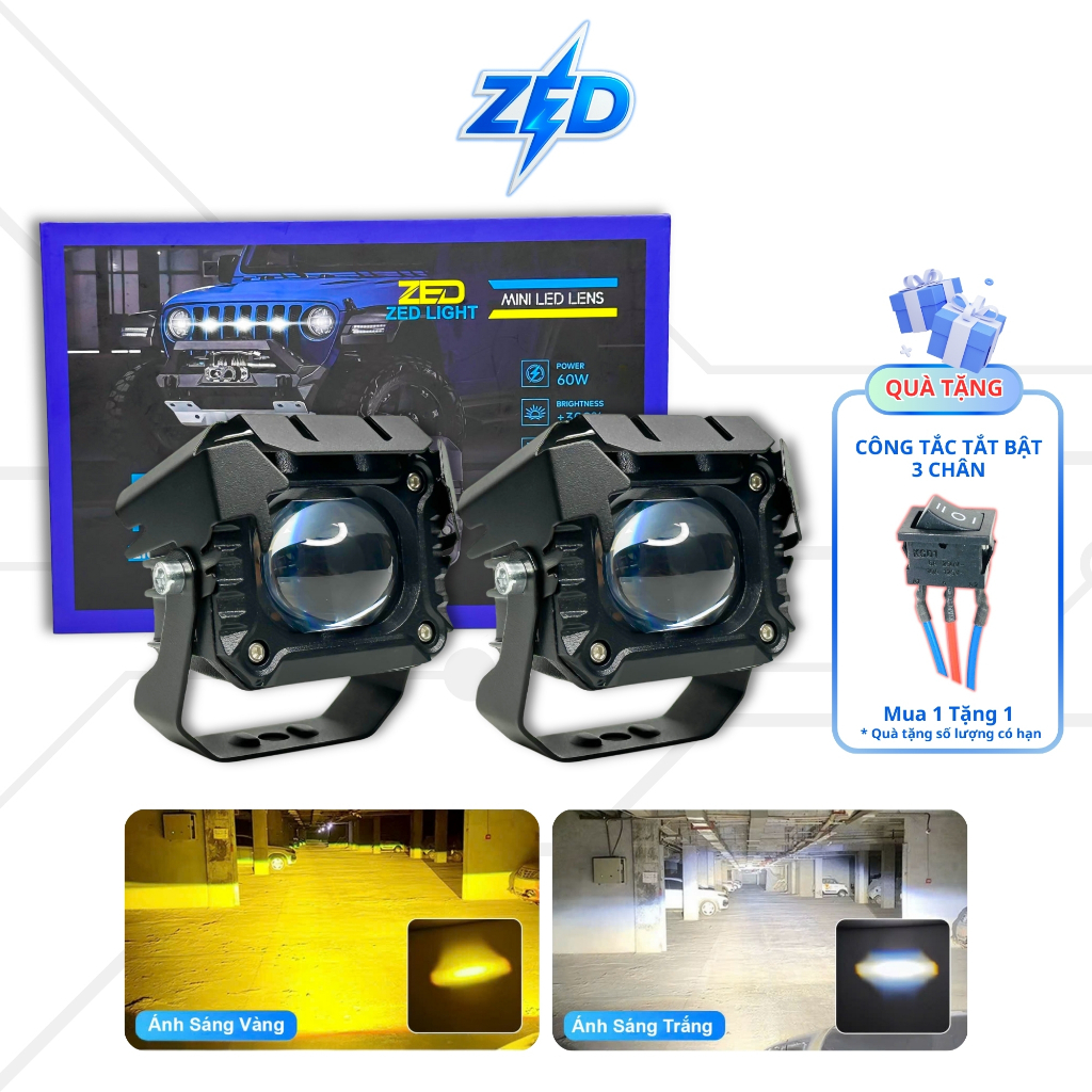 Đèn LED Trợ Sáng F32X ZEDLIGHT - Ánh Sáng Vượt Trội, 2 Chế Độ Sáng 60W Chống Nước IP68 - BH 2 Năm
