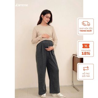  Quần ống suông COZY Pants lưng chun chất liệu len nỉ thun mềm cạp chun điều chỉnh cho cả bầu và không bầu BY L'AMME 