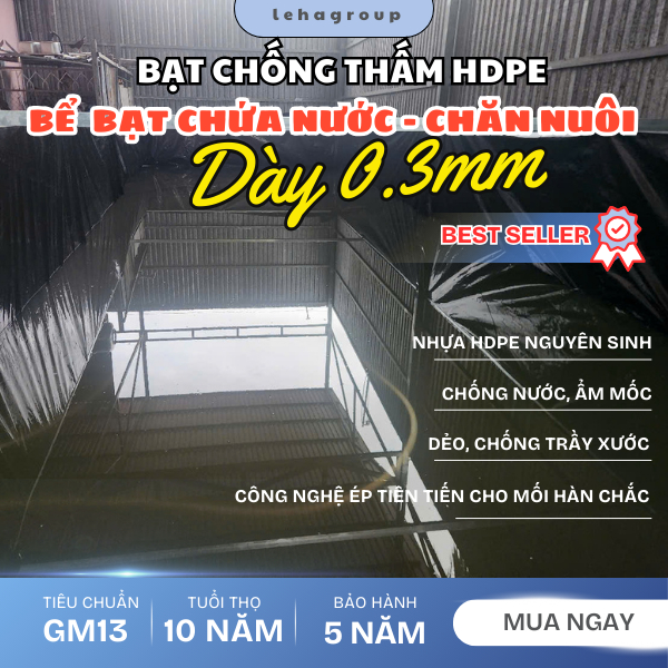 Bể Bạt Nhựa Lót Ao Hồ Nuôi Cá, Bạt Nuôi Ếch, Nuôi Cua, Nuôi Lươn Giá Rẻ HDPE dày 0.3mm. Đủ Kích Thướ
