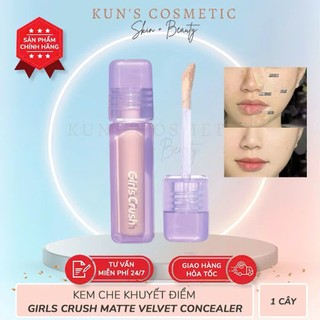 Kem Che Khuyết Điểm Kem Bắt Sáng GIRLS CRUSH CHÍNH HÃNG Matte Velvet Concealer Mỏng Mịn, Hiệu Ứng Trang Điểm 8g
